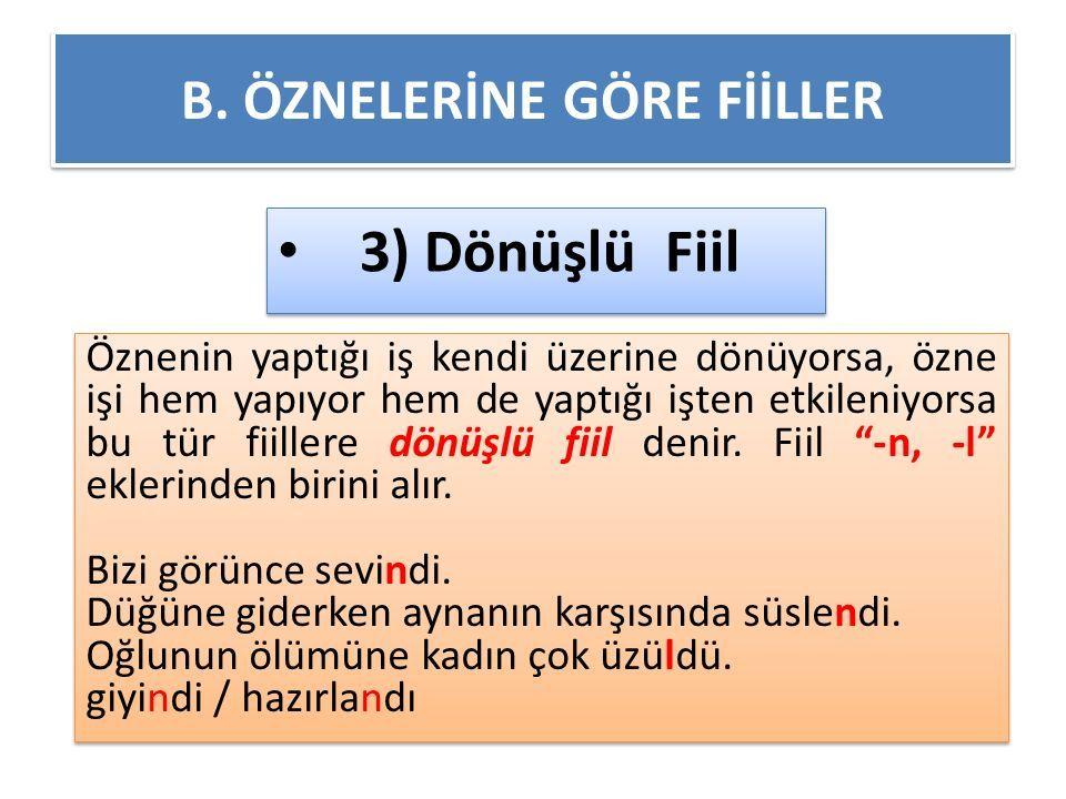 50 adet dönüşlü fiil örnekleri